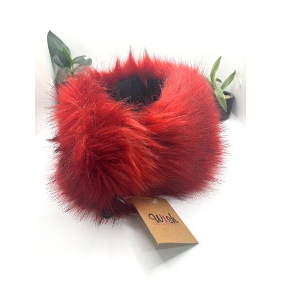 Vintage Red Faux Fur Head Wrap Fluffy Winter Headwear Soft & Stylish Accessory - Picture 11 of 16
